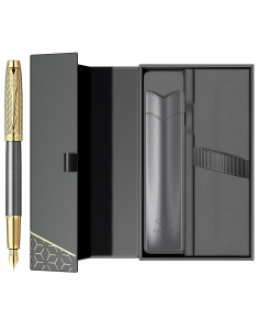 Instrumente de scris, Set Parker Stilou IM Arrow in caseta cu etui Grey PKGOC100-25, bb-shop.ro