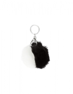 Breloc Claire's Black and White Faux Fur Pom Key Ring 14710, 02, bb-shop.ro