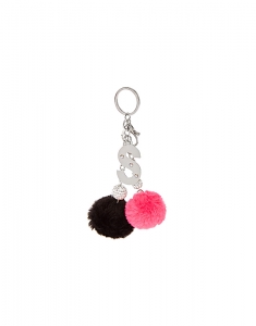 Breloc Claire's Pink and Black Pom Pom Initial S Keychain 95669, 02, bb-shop.ro