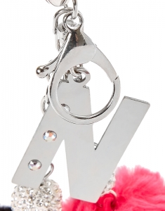 Breloc Claire's Pink and Black Pom Pom Initial N Keychain 95731, 001, bb-shop.ro