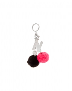 Breloc Claire's Pink and Black Pom Pom Initial N Keychain 95731, 02, bb-shop.ro