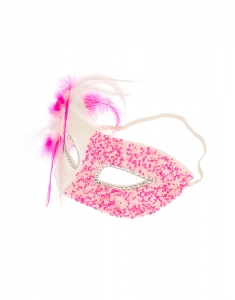 Accesoriu petrecere Claire's Pink Iridescent Bead & Feather Mask 50604, 001, bb-shop.ro