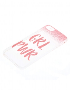 Accesoriu Tech Claire's Pink Glitter Girl Power Phone Case 73200, 001, bb-shop.ro