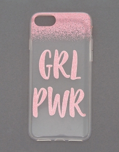 Accesoriu Tech Claire's Pink Glitter Girl Power Phone Case 73200, 002, bb-shop.ro