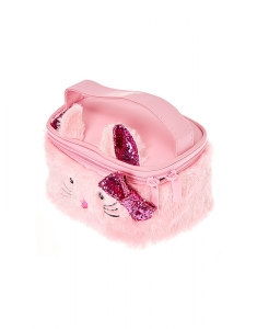 Geanta cosmetice Claire's Club Plush Pink Kitty Cat Train Cosmetics Case 25097, 001, bb-shop.ro