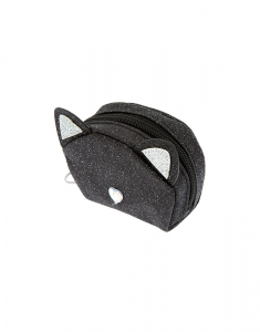 Portofel Claire's Black Cat Glitter Zip Coin Purse 41225, 001, bb-shop.ro