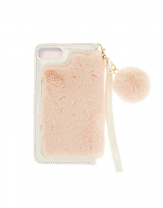 Accesoriu Tech Claire's Blush Faux Fur Folio Phone Case 97062, 002, bb-shop.ro