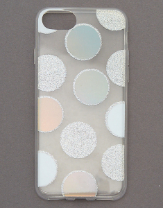 Accesoriu Tech Claire's Silver Glitter Polka Dot Phone Case 19920, 002, bb-shop.ro