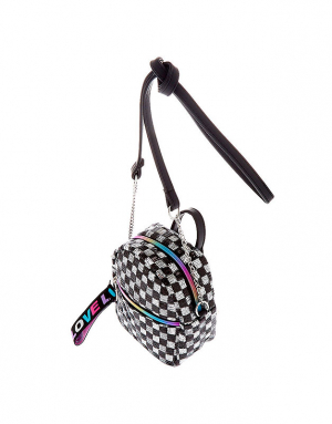 Geanta Claire's Checkered Sequin Mini Backpack Crossbody Bag 75820, 001, bb-shop.ro