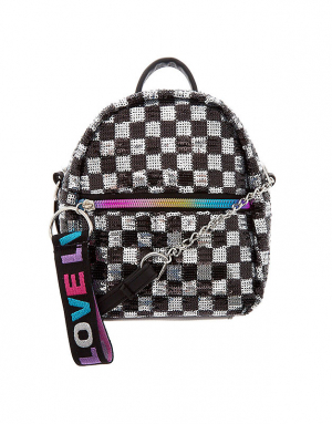 Geanta Claire's Checkered Sequin Mini Backpack Crossbody Bag 75820, 02, bb-shop.ro