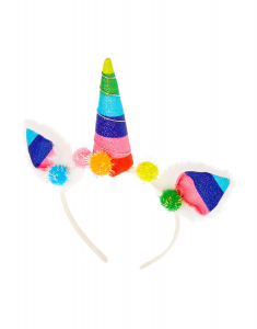 Accesoriu petrecere Claire's Rainbow Unicorn Pom Pom Headband 25925, 001, bb-shop.ro