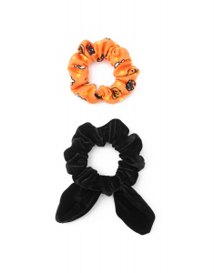 Accesoriu petrecere Claire`s Halloween Small Spooky Icon & Black Velvet Knotted Bow Hair Scrunchies 58798, 02, bb-shop.ro