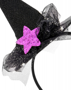Accesoriu petrecere Claire`s Halloween Star Glitter Witch Hat Headband 73753, 001, bb-shop.ro
