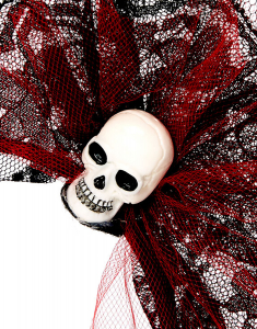 Accesoriu petrecere Claire`s Halloween Black & Red Skull Tulle Headband 75056, 001, bb-shop.ro