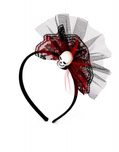 Accesoriu petrecere Claire`s Halloween Black & Red Skull Tulle Headband 75056, 02, bb-shop.ro