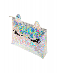 Geanta cosmetice Claire`s Holographic Unicorn Eyelashes Makeup Bag 49857, 001, bb-shop.ro