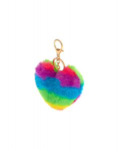 Breloc Claire`s Rainbow Heart Pom Keychain 51321, 001, bb-shop.ro