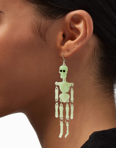 Accesoriu petrecere Claire`s Glow In The Dark Jointed Skeleton Drop Earrings 10236, 001, bb-shop.ro