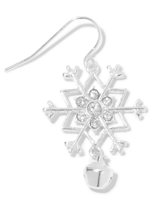 Accesoriu petrecere Claire`s Silver Sparkle Snowflake Jingle Bell Drop Earrings 46441, 001, bb-shop.ro