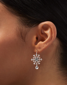 Accesoriu petrecere Claire`s Silver Sparkle Snowflake Jingle Bell Drop Earrings 46441, 003, bb-shop.ro