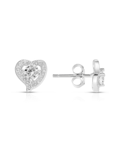 Bijuterii stud cubic zirconia, Cercei Argint 925 Inima E613694-EG-W, bb-shop.ro