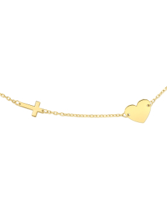 Bratari de picior forzatina, Bratara de picior Aur 14 Kt Inima si Cruce GL2816Y-AKL-bp, bb-shop.ro