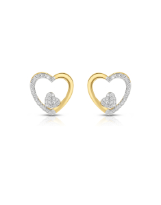 Cercei Vida Golden Touch din aur 18 kt stud inima cu diamante 71771W-WD8YT, 001, bb-shop.ro