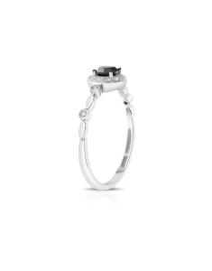 Inel de logodna Vida din aur 18 kt halo cu diamant negru 71535Q-LD8WT, 001, bb-shop.ro