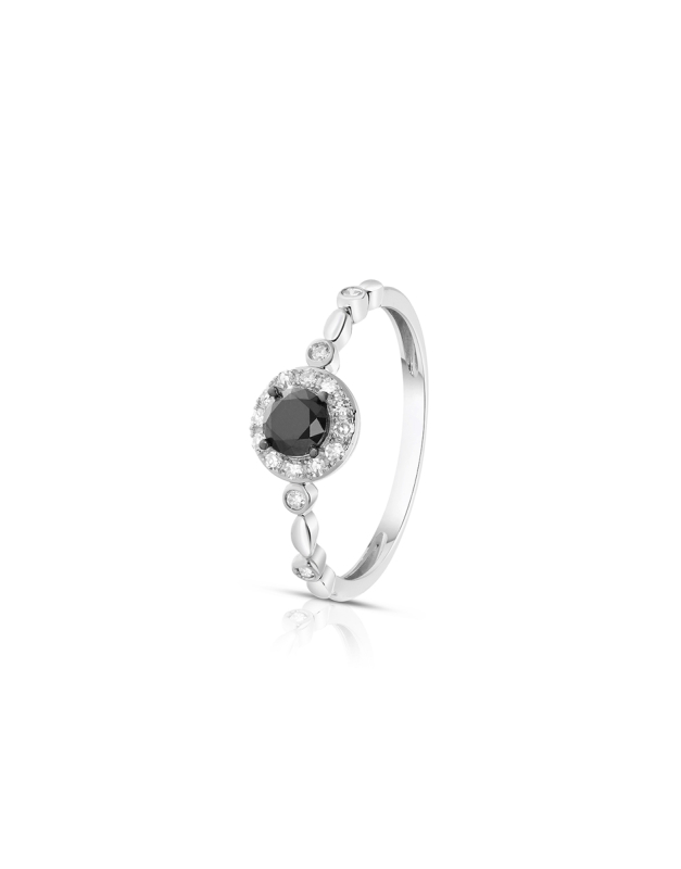 Inel de logodna Vida din aur 18 kt halo cu diamant negru 71535Q-LD8WT, 01, bb-shop.ro