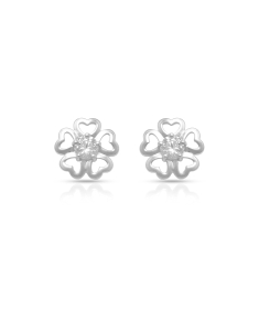 Bijuterii stud dama, Cercei aur 14 kt stud floare si cubic zirconia JE11204W, bb-shop.ro