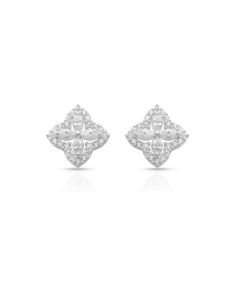 Cercei stud aur 14 kt, Cercei aur 14 kt stud floare si cubic zirconia JE11170W, bb-shop.ro