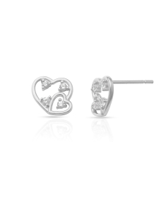Bijuterii aur 14 kt cubic zirconia, Cercei aur 14 kt stud inima si cubic zirconia JE11259W, bb-shop.ro