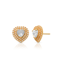 Bijuterii aur 14 kt cubic zirconia, Cercei aur 14 kt stud inima si cubic zirconia JE11673Y, bb-shop.ro