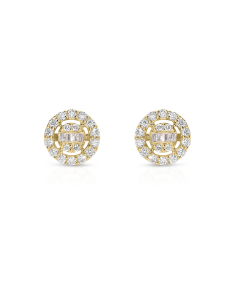 Cercei aur 14 kt baguette stud cu diamante E087104-Y, 001, bb-shop.ro
