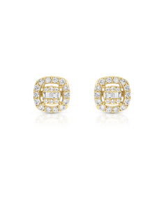 Cercei aur 14 kt baguette stud cu diamante E084533-Y, 001, bb-shop.ro