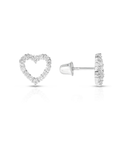 Bijuterii copii, Cercei copii Lilu aur 14 kt inima si cubic zirconia JE31620W-p, bb-shop.ro