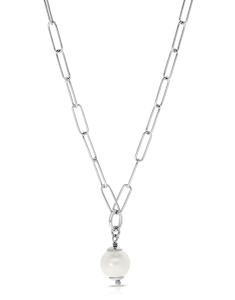 Colier argint 925 paperclip cu perla PSG0858-RH-W, 02, bb-shop.ro