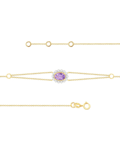 Bratara aur 14 kt floare cu diamante si ametist QB3941AMH, 001, bb-shop.ro