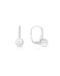 Bijuterii aur 14 kt, Cercei aur 14 kt cu perle de cultura si cubic zirconia 500-033P-W-C, bb-shop.ro