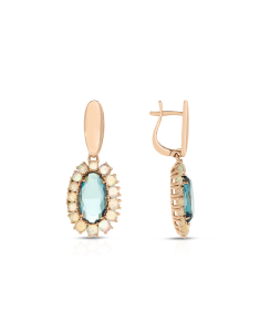 Cercei Cercei Peroni&Parise Bouquet aur 14 kt cu london blue topaz si opal BOU-O14F211, 02, bb-shop.ro