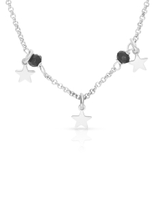 Colier argint 925 cu stele si cristale negre BB69C-RH-BK, 001, bb-shop.ro