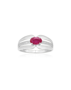 Bijuterii rubin, Inel aur 14 kt cu diamante si rubin Q20778RUB, bb-shop.ro