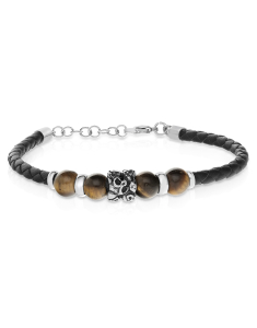 Bijuterii, Bratara Free Spirit cu piele si beads ochi de tigru BRU02011-BR, bb-shop.ro