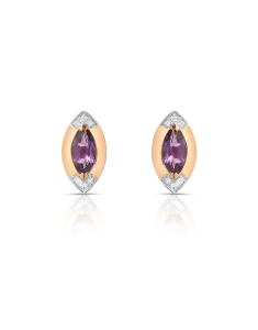 Bijuterii ametist, Cercei Vida Colors of Life aur 18 kt stud cu diamante si ametiste 19746W-AM8RT, bb-shop.ro