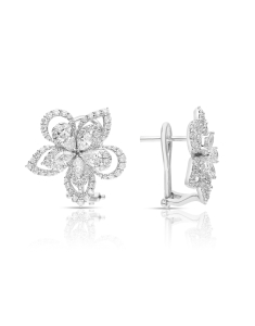Bijuterii, Cercei Vida Premium aur 18 kt floare cu diamante AS53074W-WD8WP, bb-shop.ro