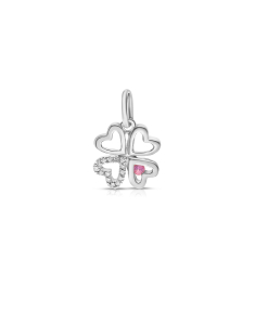 Pandantiv Vida aur 18 kt trifoi cu diamante si safir roz 12333S-PS8WT, 02, bb-shop.ro