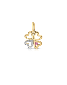 Pandantiv Vida aur 18 kt trifoi cu diamante si safir roz 12333S-PS8YT, 02, bb-shop.ro