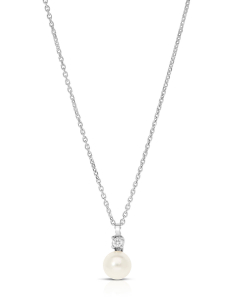 Colier argint 925 cu perla si cristal 31612AG-RH-WC, 02, bb-shop.ro