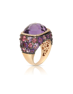 Inel Tirisi Jewelry Doha aur 18 kt cu diamante si ametist TR9408AM-P, 001, bb-shop.ro