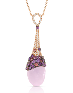 Colier Tirisi Jewelry Doha aur 18 kt cu diamante si ametist TP9148AM-P, 001, bb-shop.ro